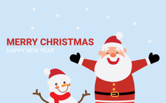 Jolly Santa & Snowman Christmas Character Vector Illustration
