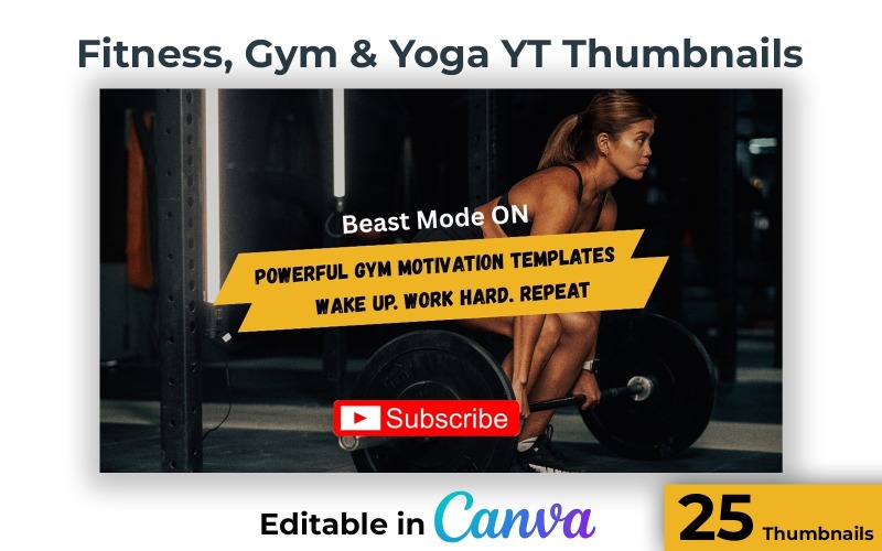Professional Fitness YouTube Thumbnails for Gym and Yoga Channels - Yoga Fitness and Gym Thumbnails Social Media