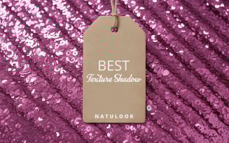 Realistic Tag Label Mockup PSD on Pink Glitter Texture for Branding