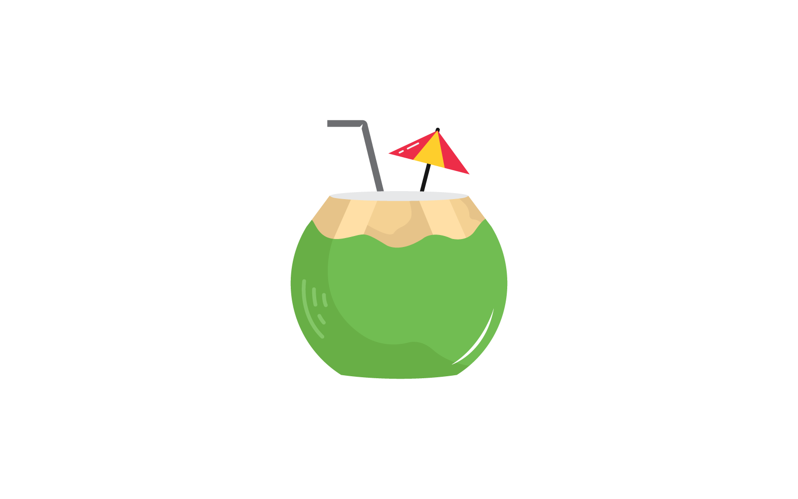 Coconut drink flat icon design template