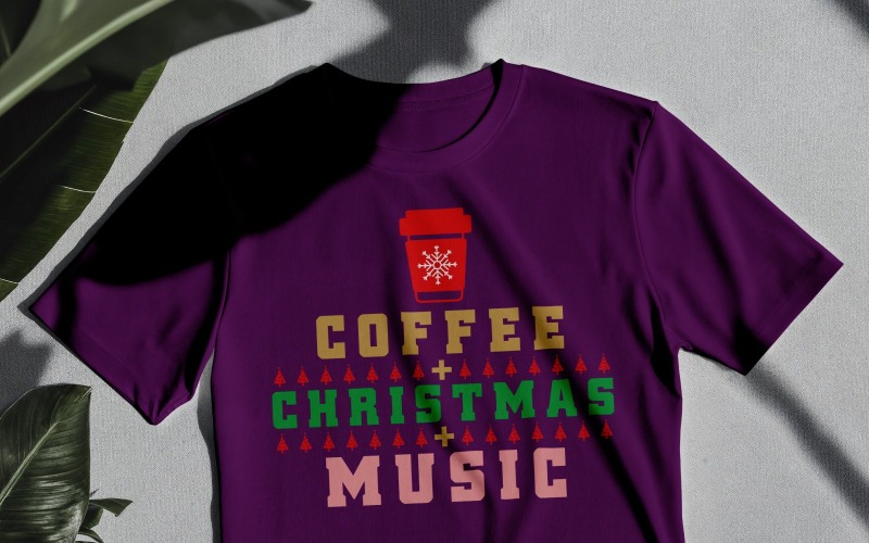 Coffee Christmas Music T Shirt Design Digital Download Festive Holiday Graphic For Coffee Lovers T-shirt
