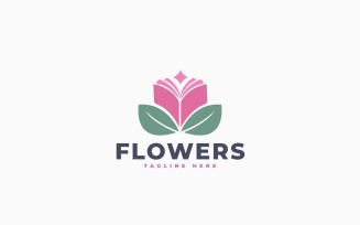 Flower Book Logo Template Design