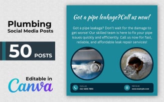 50 editable Canva posts for plumbing promotions and service updates