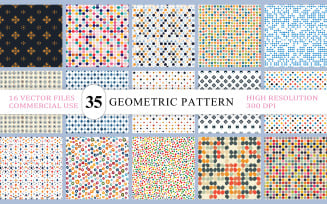 Minimal Shape & Mosaic Vector Patterns Set | Colorful Abstract Circles and Diamonds Backgrounds