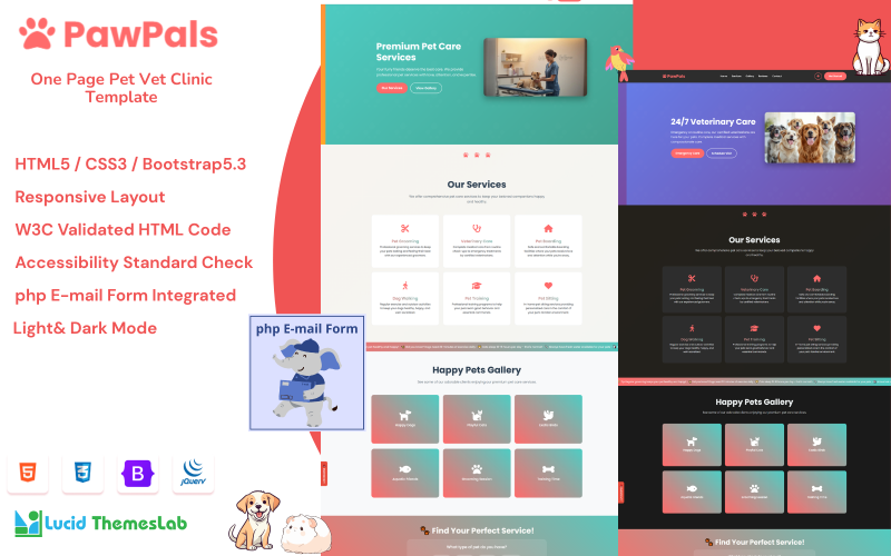 PawPals – Premium Pet Care and Veterinary HTML Template Landing Page Template