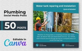 Plumbing Canva Bundle - 50 Instagram Posts - Social Media Posts
