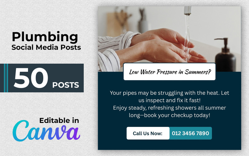 Plumbing Canva Bundle - Plumbing Social Media Posts - Instagram Posts