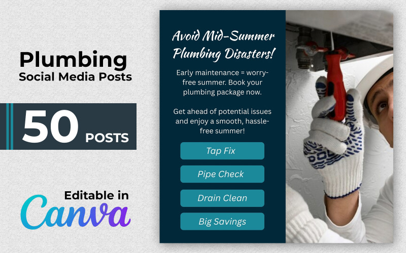 Plumbing Marketing Pack - Plumbing Posts - Instagram Posts Social Media