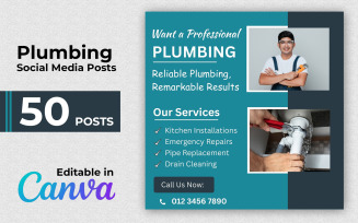 Plumbing Post Bundle - 50 Instagram Posts - Social Media Posts