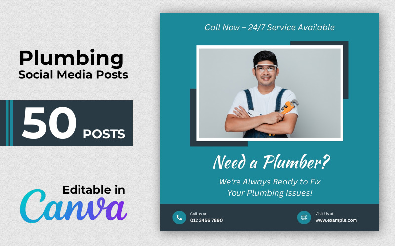 Plumbing Promo Templates - 50 Instagram Posts - Social Media Posts