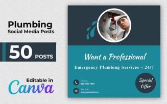 Plumbing Social Pack - 50 Instagram Posts - Social Media Posts