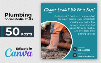 Professional 50-template Canva bundle for plumbers - Plumbing Posts - Instagram Posts