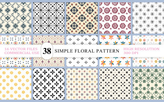 Simple Floral Motif Geometric Design Set | Geometric Floral Vector Pattern Minimal Ornamental Vector