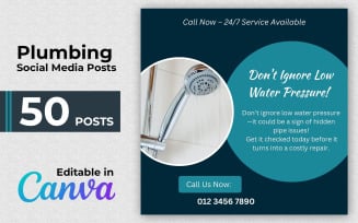 Stand out online with this 50-post Canva template pack for plumbers and home repair professionals