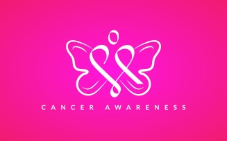 Cancer Awareness Logo Cancer Ribbon with Butterfly Logo Design