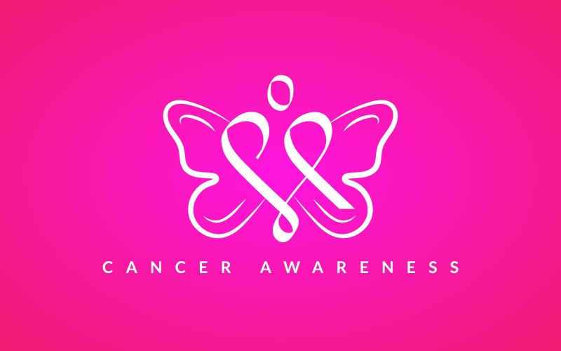 Cancer Awareness Logo Cancer Ribbon with Butterfly Logo Design Logo Template