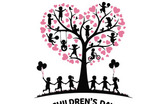 Children’s Day design silhouette vector