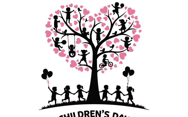 Children’s Day design silhouette vector Illustration