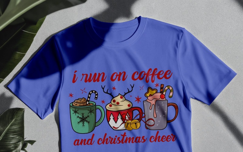 Coffee And Christmas Cheer T-Shirt Design | Funny Holiday PNG | Christmas Coffee Lover T-shirt