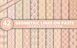 Elegant Geometric Line Seamless Pattern Bundle | Pastel Art Deco Digital Backgrounds