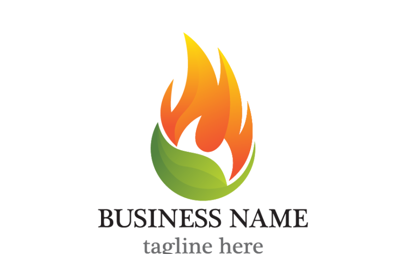 Fire and Leaf Logo Template Design