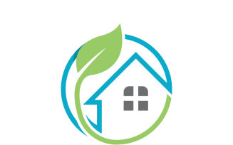 House and Leaf Logo Template Design