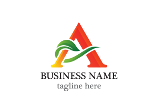 Letter A and Leaf Logo Template