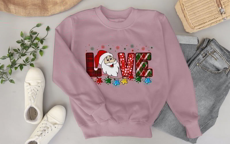 Love Christmas T-Shirt Design | Festive Heart PNG | Holiday Love Digital Download T-shirt