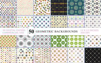 Minimal Geometric Digital Paper | Geometric Seamless Pattern Background | Abstract Shape Pattern