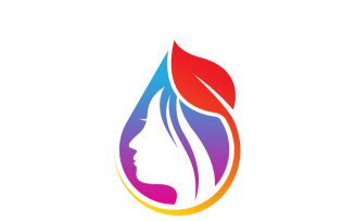 Woman Face with Water Drop Concept Logo Template