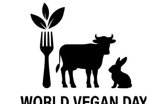 World Vegan Day silhouette vector
