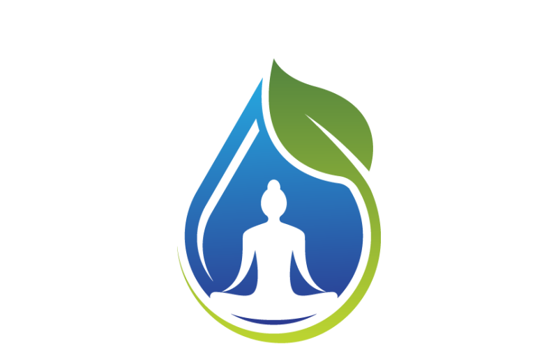 Yoga with Water Drop Concept Logo Template