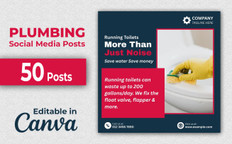 Editable Plumbing Posts - 50 Plumbing Social Media Posts Editable in Canva