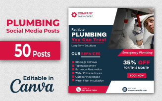 Plumbing Marketing Kit - 50 Plumbing Social Media Posts Editable in Canva