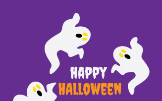 Spooky Ghosts Circle Halloween Banner Template Design