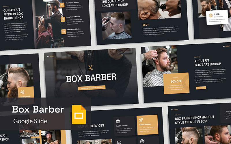 Box Barber - Barbershop Google Slides Presentation Template