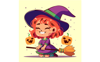 Cartoon Girl Wearing Costume for Halloween