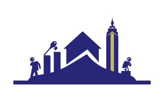 City skyline and home logo concept for commercial real estate and property agencies