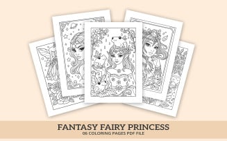 Fantasy Fairy Princess Coloring Pages for Adults & Kids