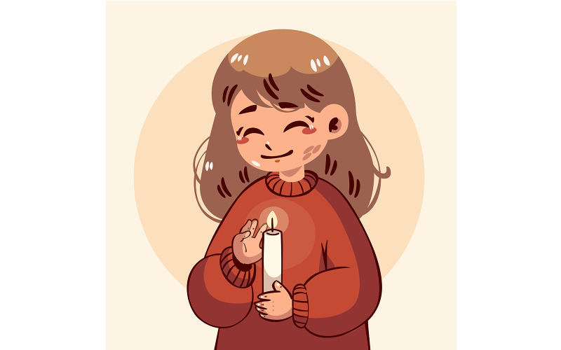 "FREE" Cartoon Girl Holding Candle Illustration