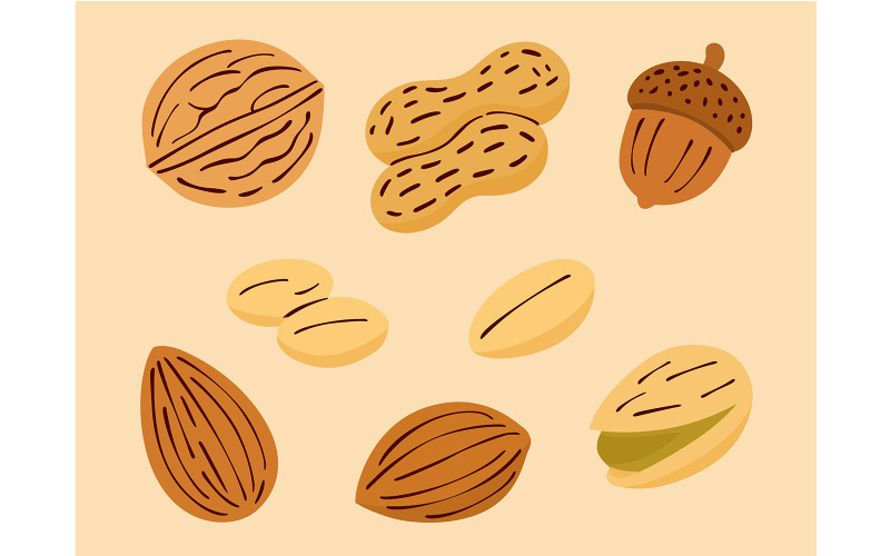 "FREE" Different Types of Nuts peanut vegetarian healthy food Illustration