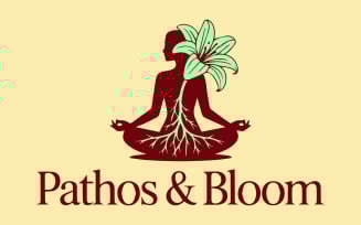 Pathos and Bloom Meditation Logo - Wellness Vector Illustration for Yoga Studios, Books, Merchandise