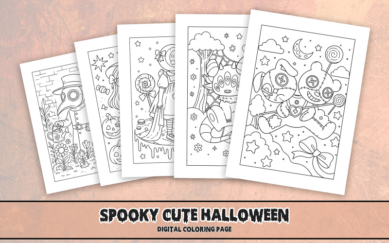 Spooky Cute Halloween Coloring Pages Illustration