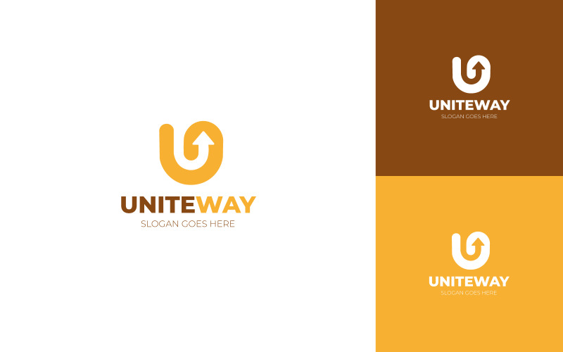 Uniteway - Letter U with Up arrow Showing growth Logo Design Logo Template