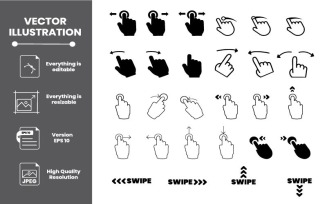 Black arrows, buttons and web icons, Scroll or swipe up, Text swipe up, Flat design icons