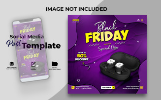 Black Friday Earbuds Sale Banner PSD Template