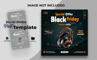 Black Friday Gaming Headphones Social Media Banner