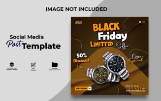 Black Friday Modern Watch Sale Banner PSD Template