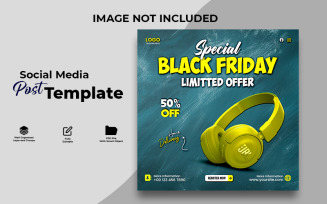 Black Friday Sale Social Media Post Template | Editable PSD Design