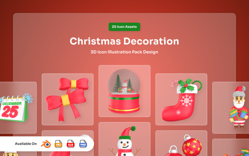 Christmas Decoration 3D Icon Pack Model